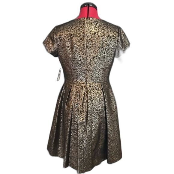 Vince Camuto Dress Women’s Size 8 Gold & Black Metallic Jacquard Cap Sleeve NWT - Picture 7 of 12